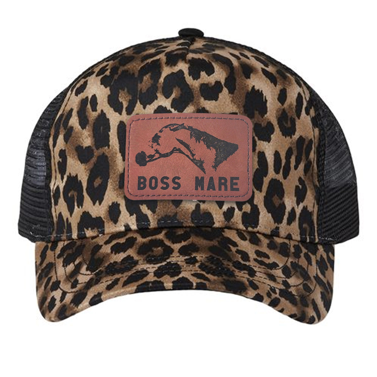 The Boss Mare Leopard Print Leather Patch Hat | Equestrian 