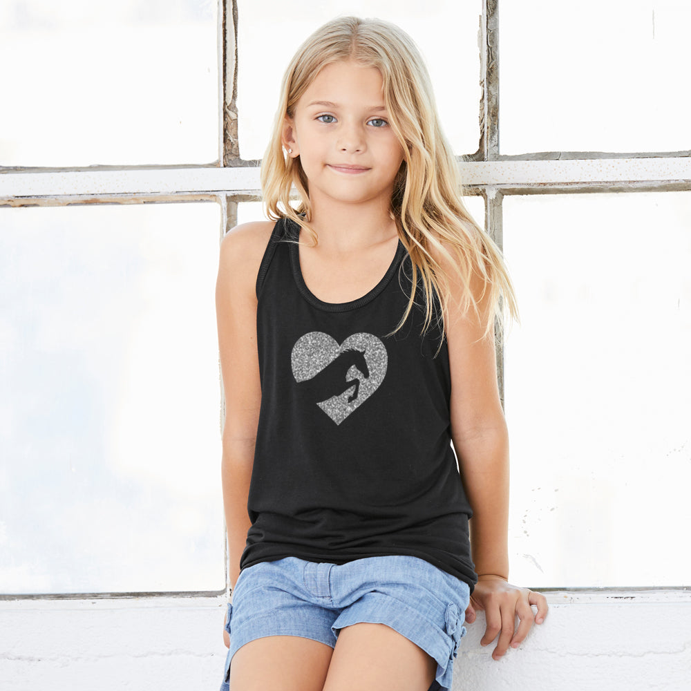 Shimmery Jumping Horse Girl's Tank Top