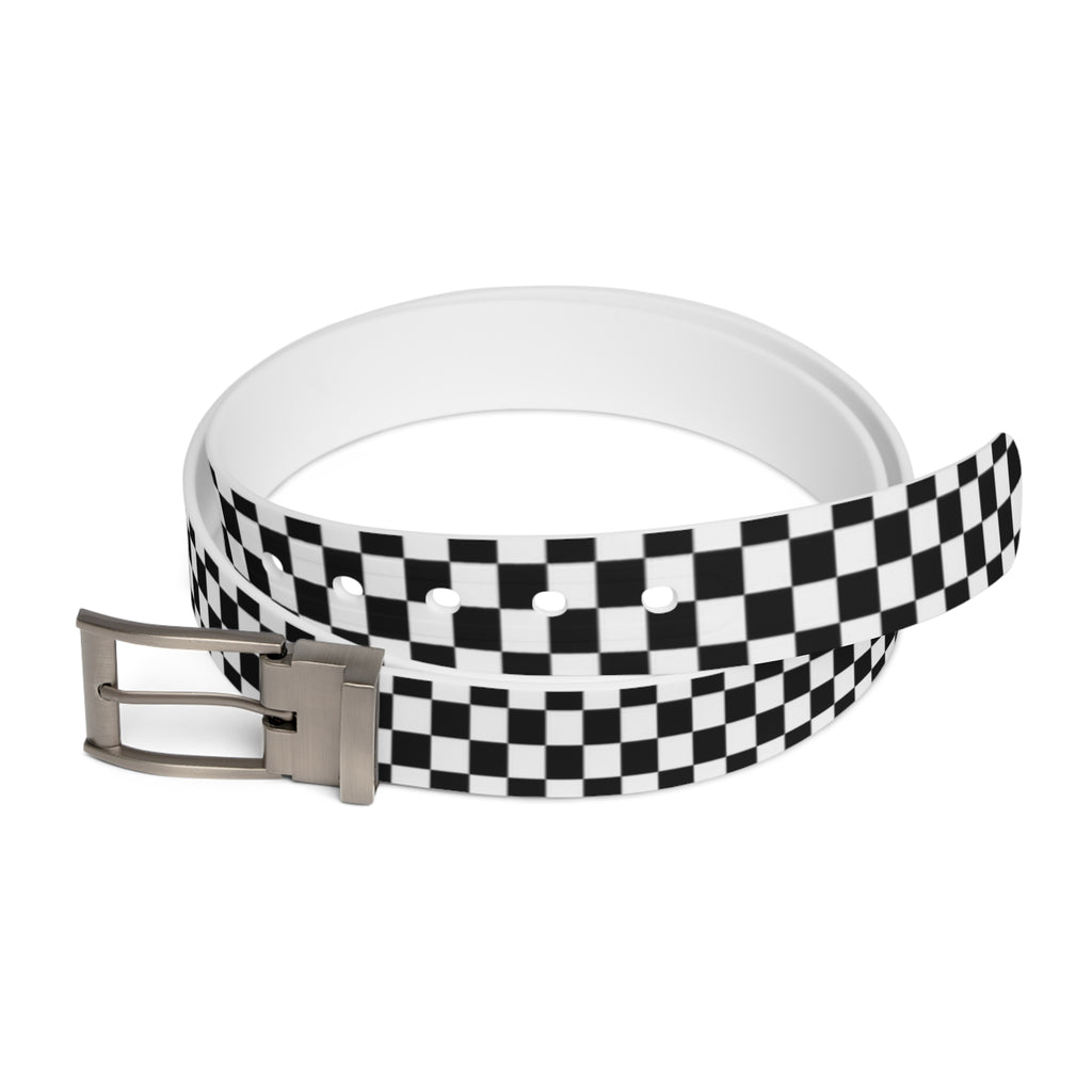 Black and White Checker Pattern Belt