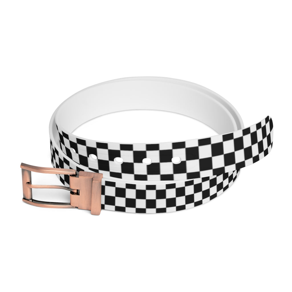Black and White Checker Pattern Belt