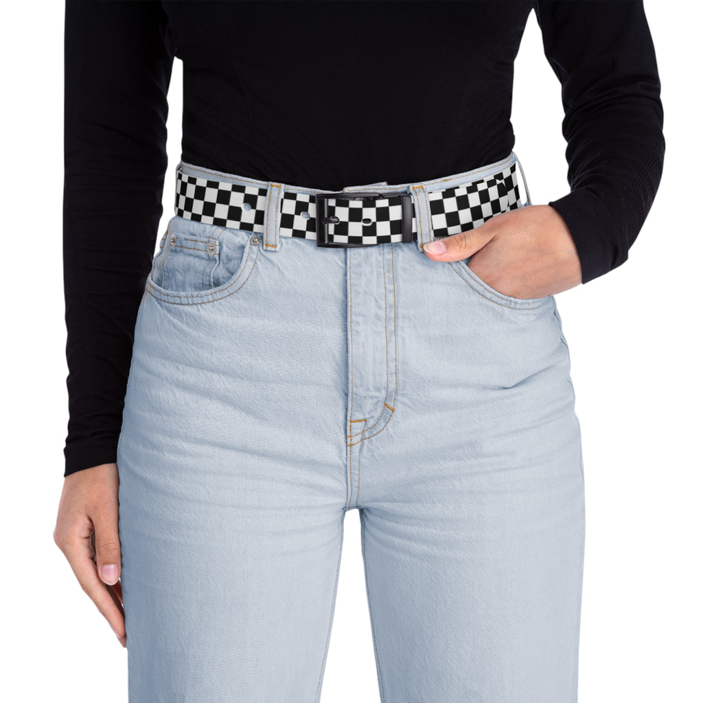 Black and White Checker Pattern Belt