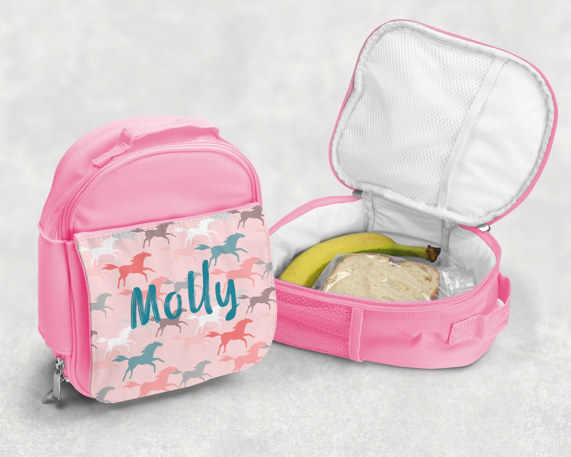 Personalized Insulated Lunch Bag Pink Ponies Equestrian Creations