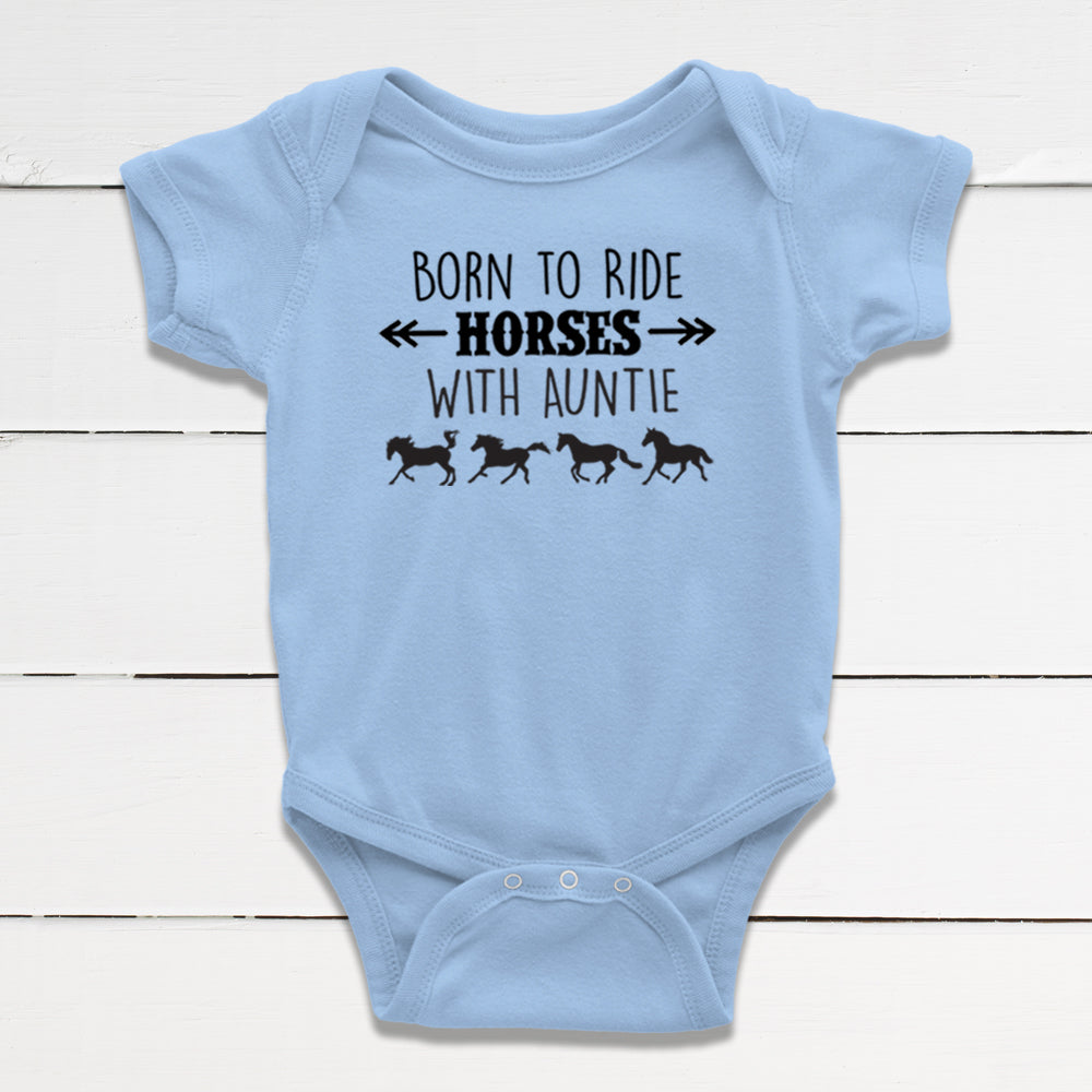 Born to Ride Horses with Auntie Baby Bodysuit