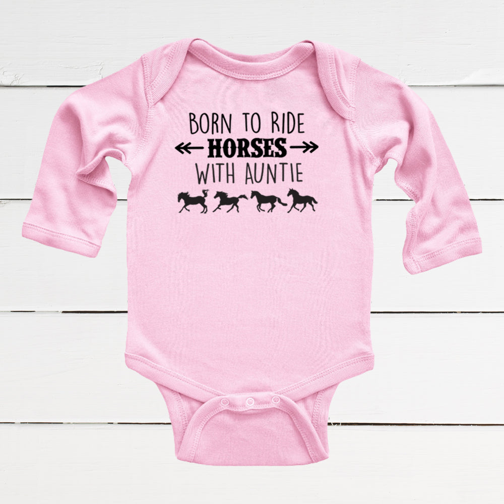 Born to Ride Horses with Auntie Baby Bodysuit