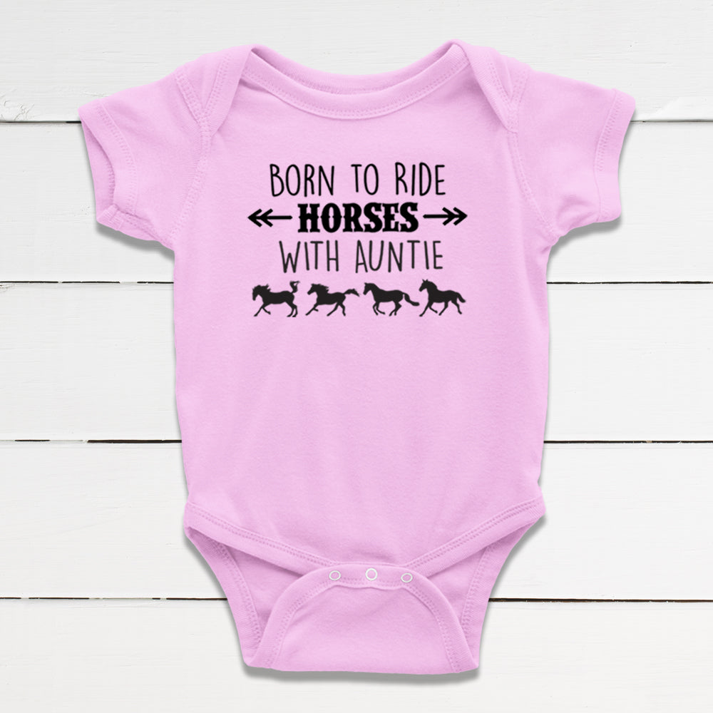 Born to Ride Horses with Auntie Baby Bodysuit