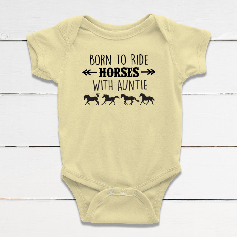 Born to Ride Horses with Auntie Baby Bodysuit