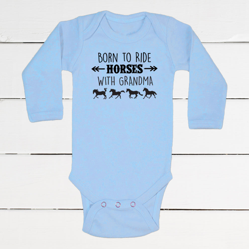 Born to Ride Horses with Grandma Baby Bodysuit