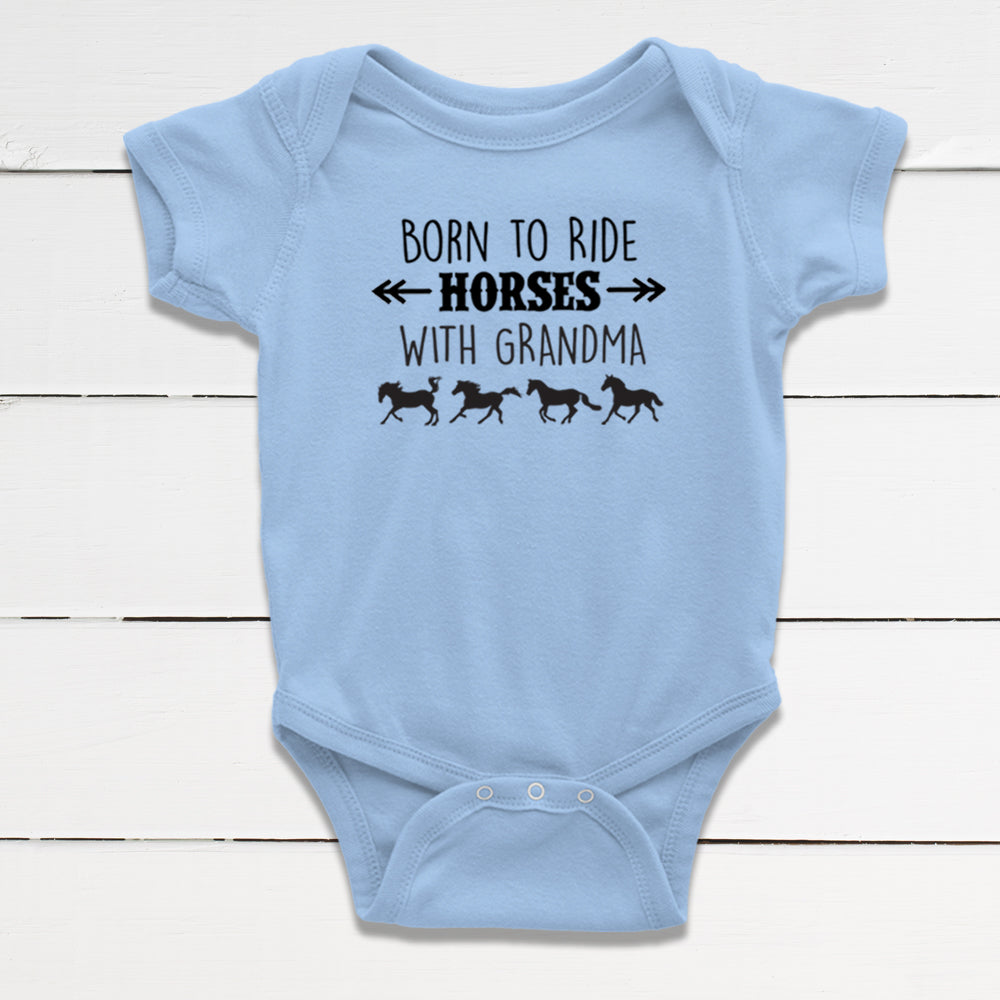 Born to Ride Horses with Grandma Baby Bodysuit