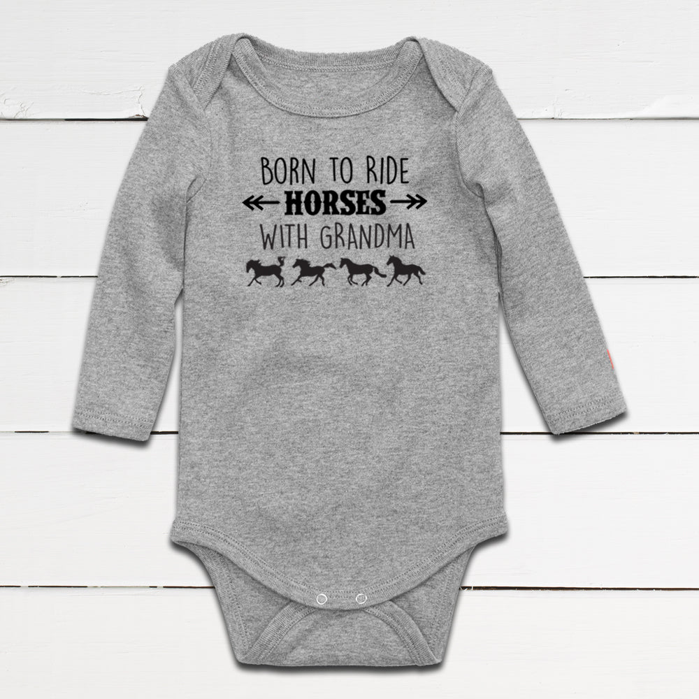 Born to Ride Horses with Grandma Baby Bodysuit