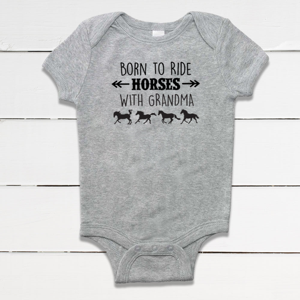 Born to Ride Horses with Grandma Baby Bodysuit