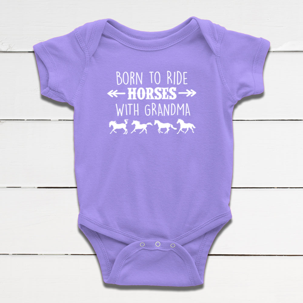 Born to Ride Horses with Grandma Baby Bodysuit