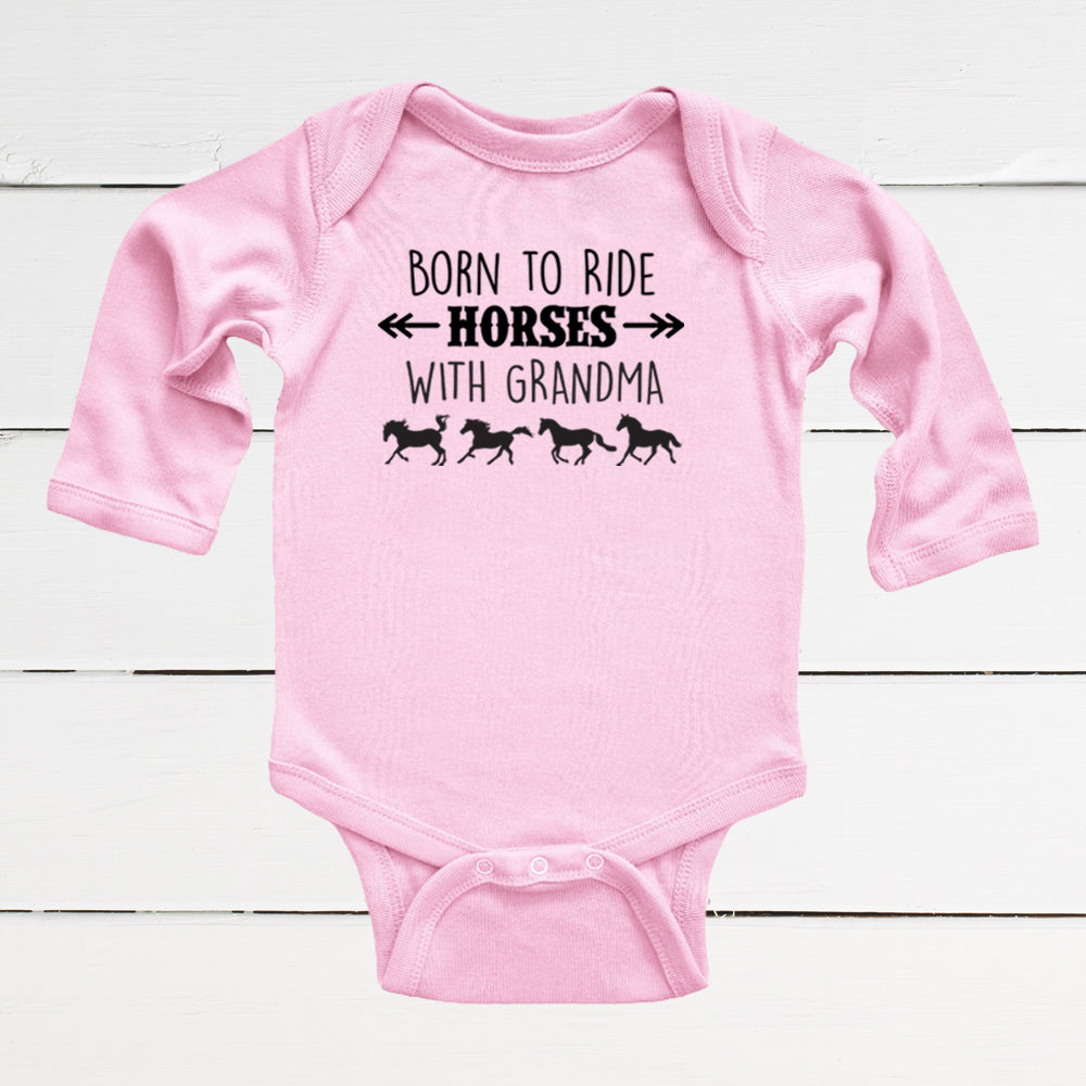 Born to Ride Horses with Grandma Baby Bodysuit