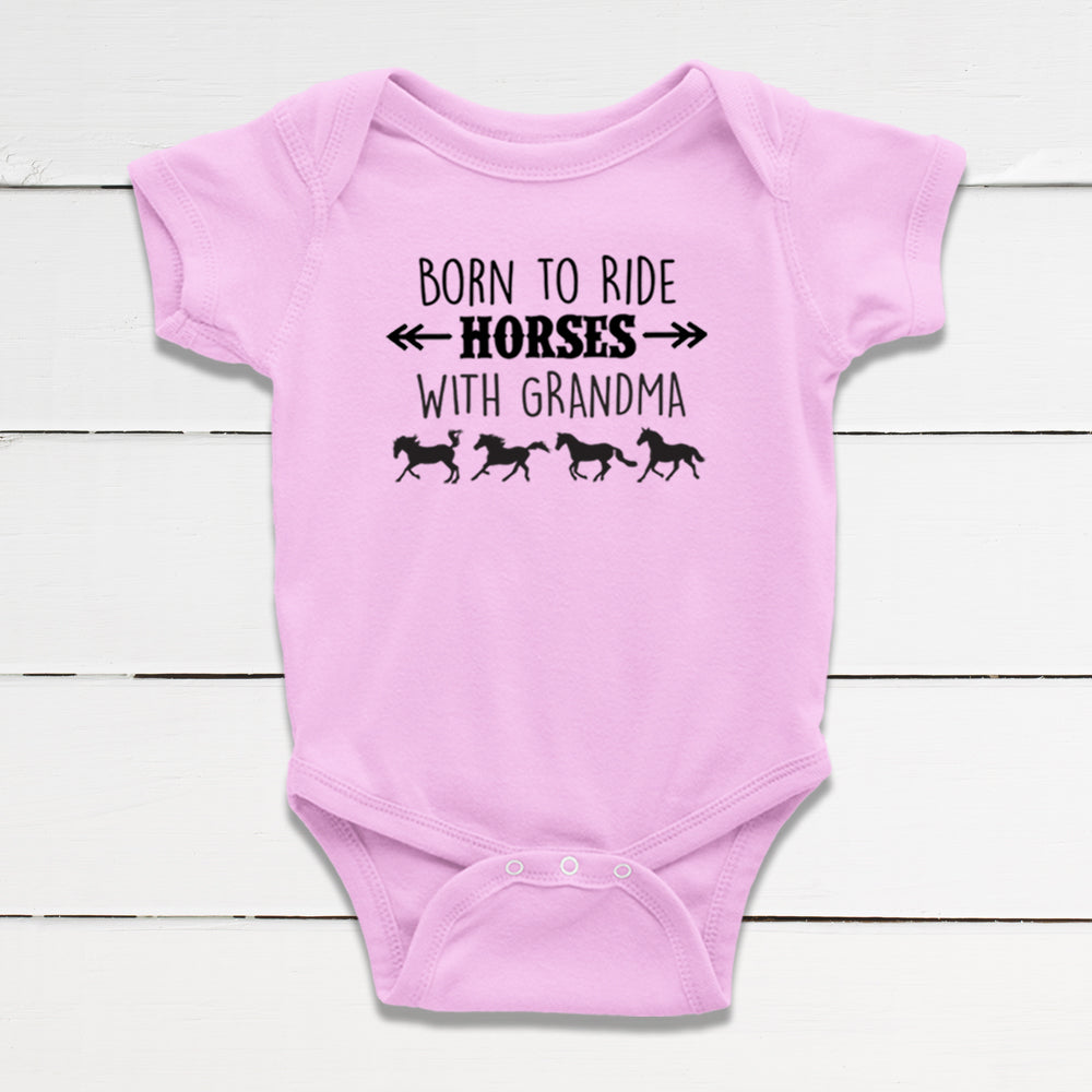 Born to Ride Horses with Grandma Baby Bodysuit