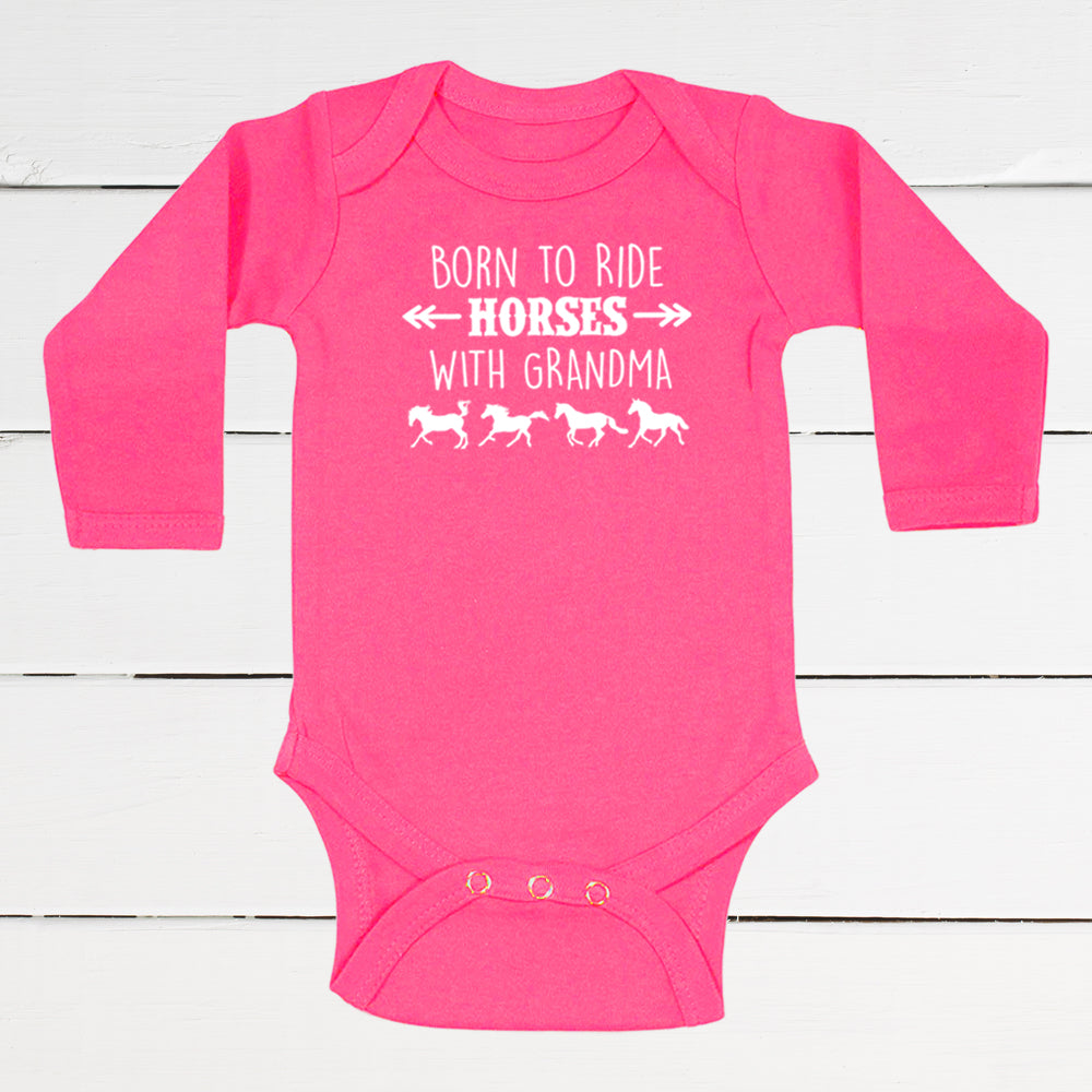 Born to Ride Horses with Grandma Baby Bodysuit