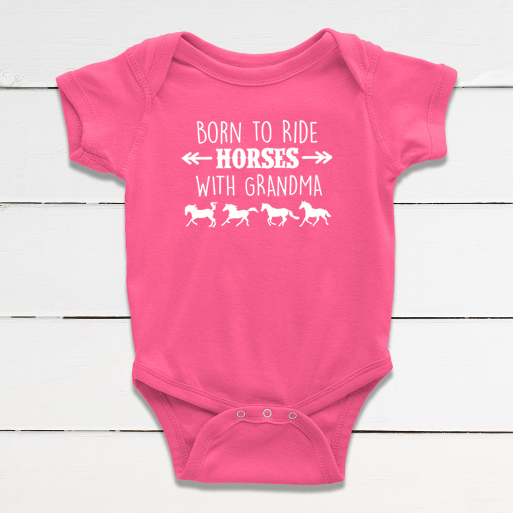Born to Ride Horses with Grandma Baby Bodysuit