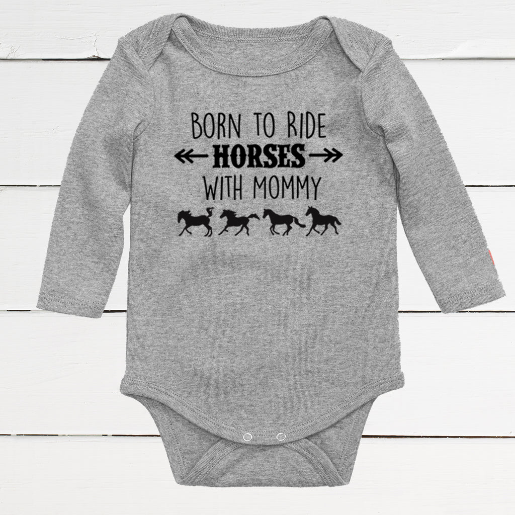 Born to Ride Horses with Mommy Baby Bodysuit