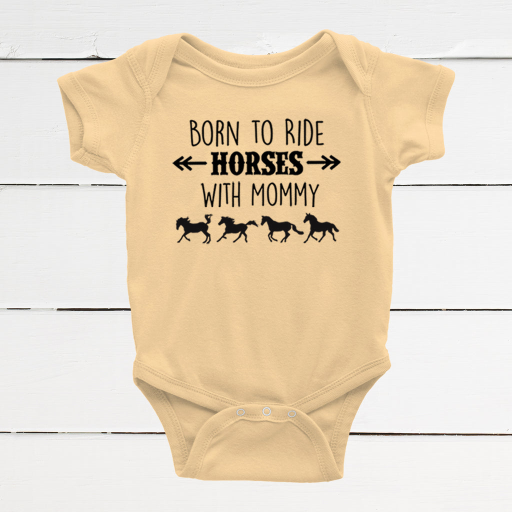 Born to Ride Horses with Mommy Baby Bodysuit