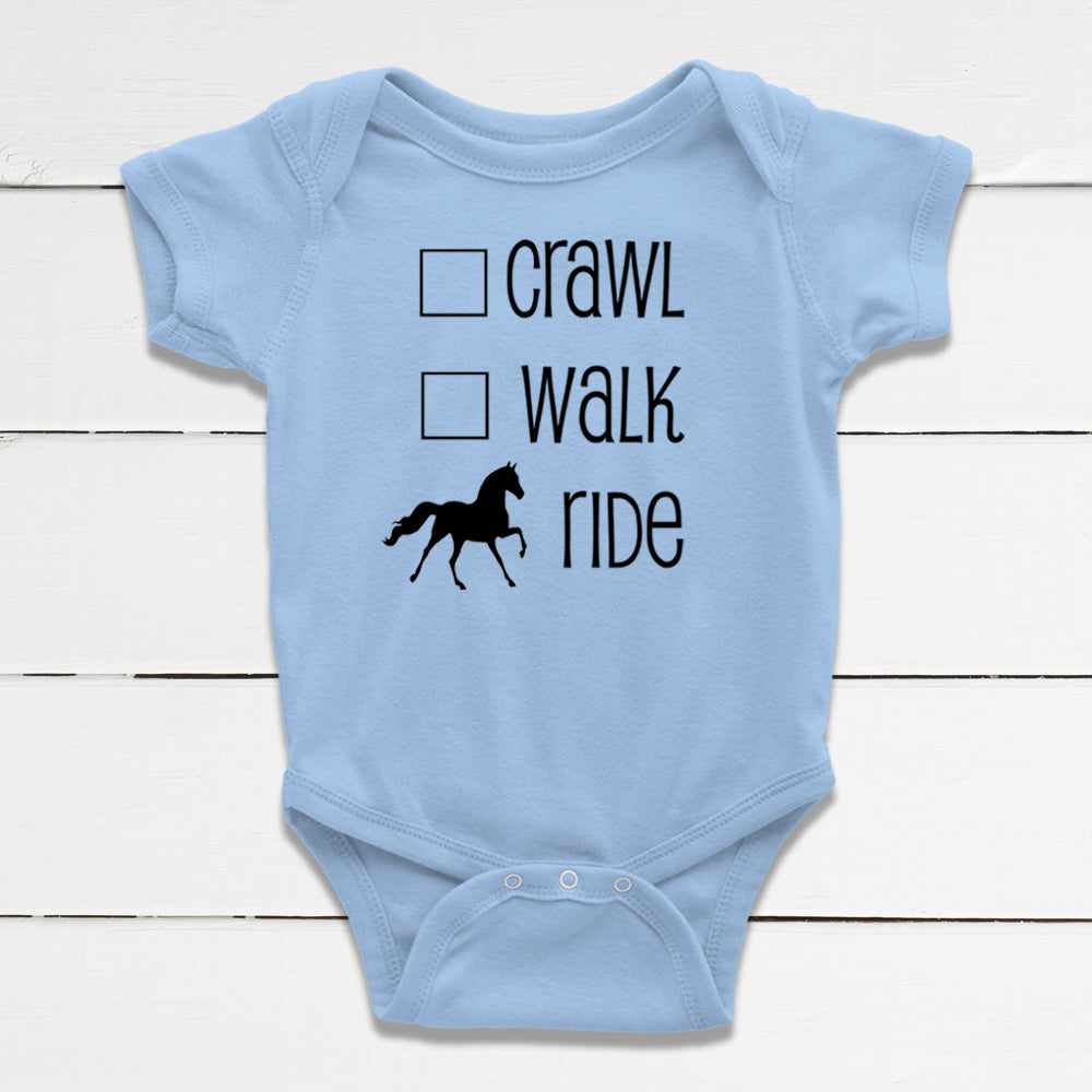 Crawl, Walk, Ride Baby Bodysuit