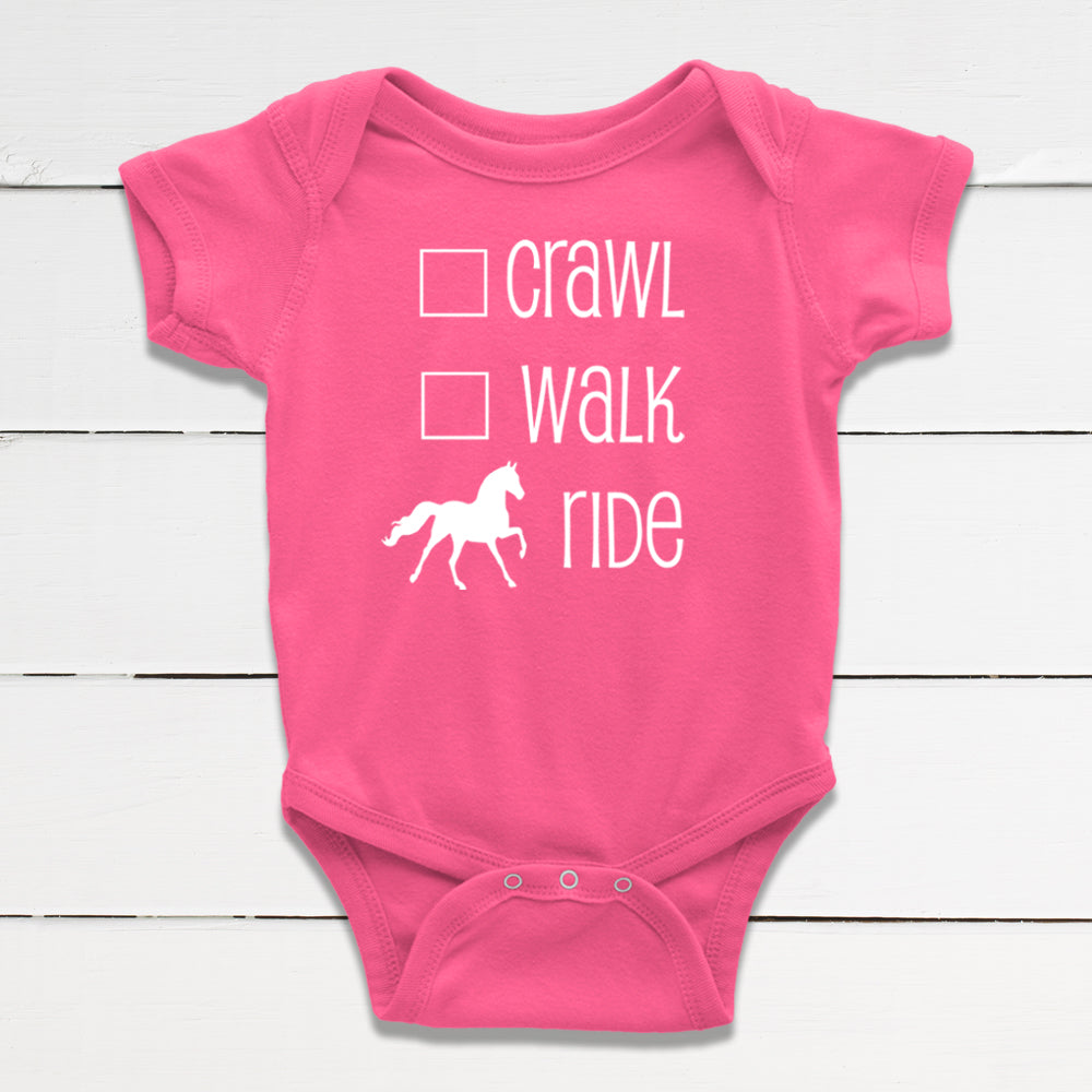 Crawl, Walk, Ride Baby Bodysuit