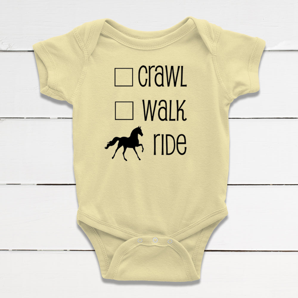 Crawl, Walk, Ride Baby Bodysuit