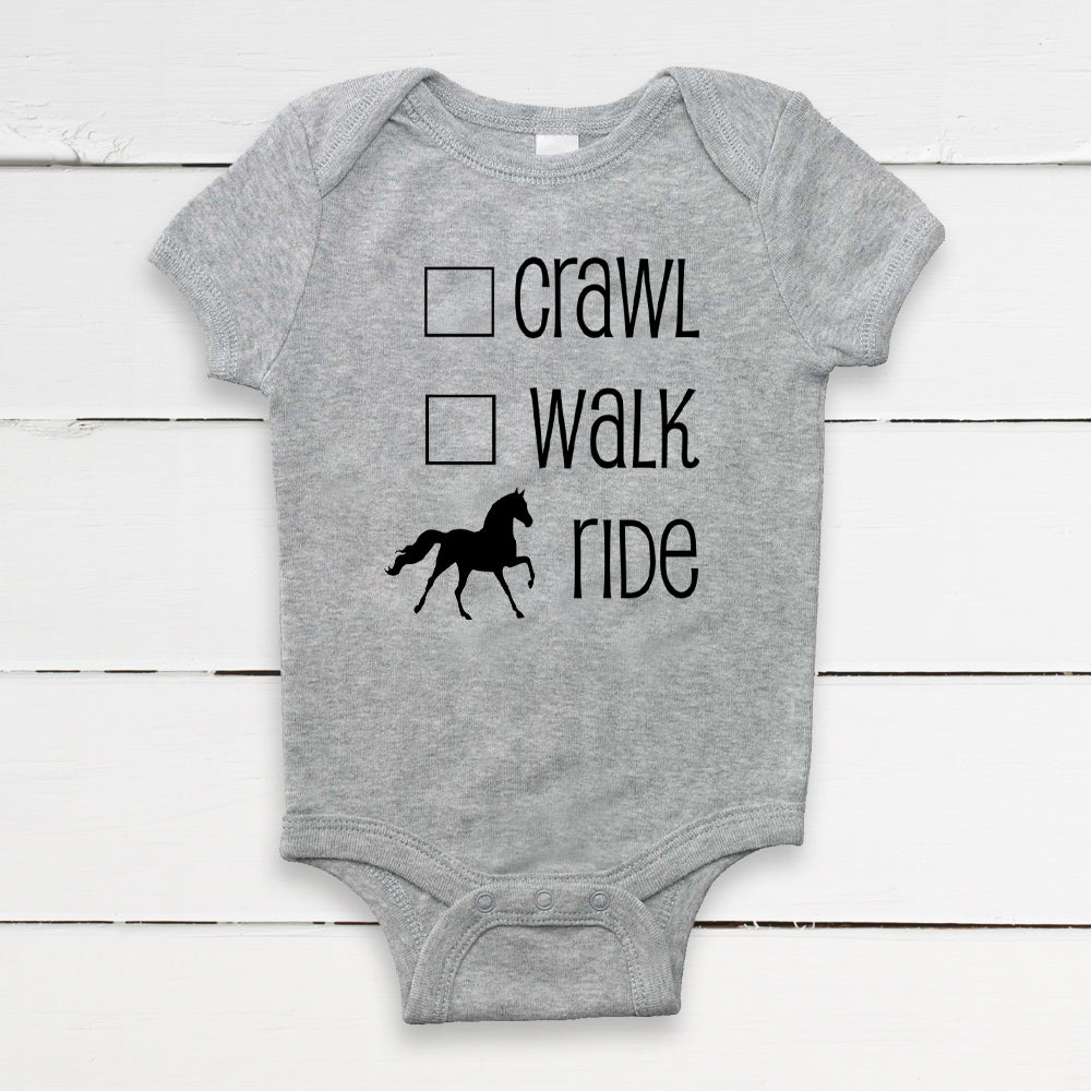 Crawl, Walk, Ride Baby Bodysuit