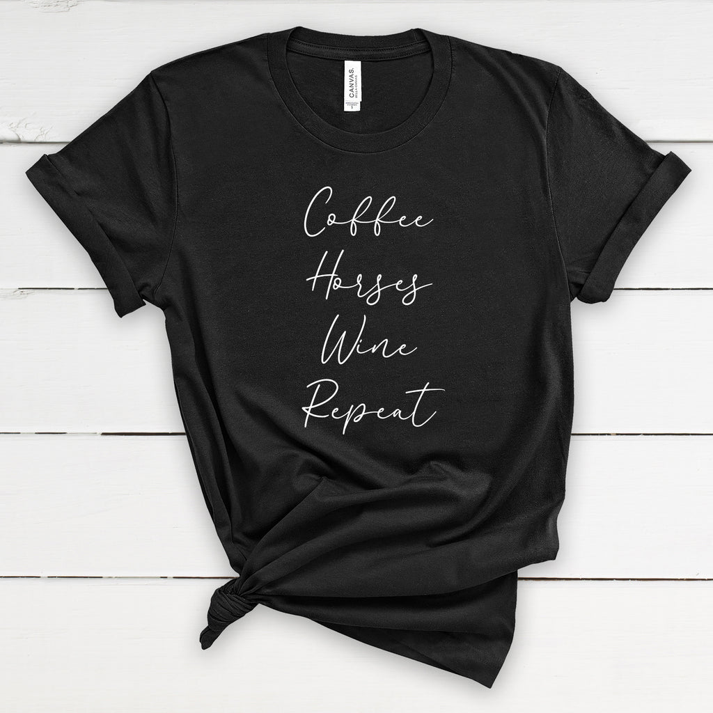 Coffee Horses Wine Repeat Adult Unisex T-Shirt