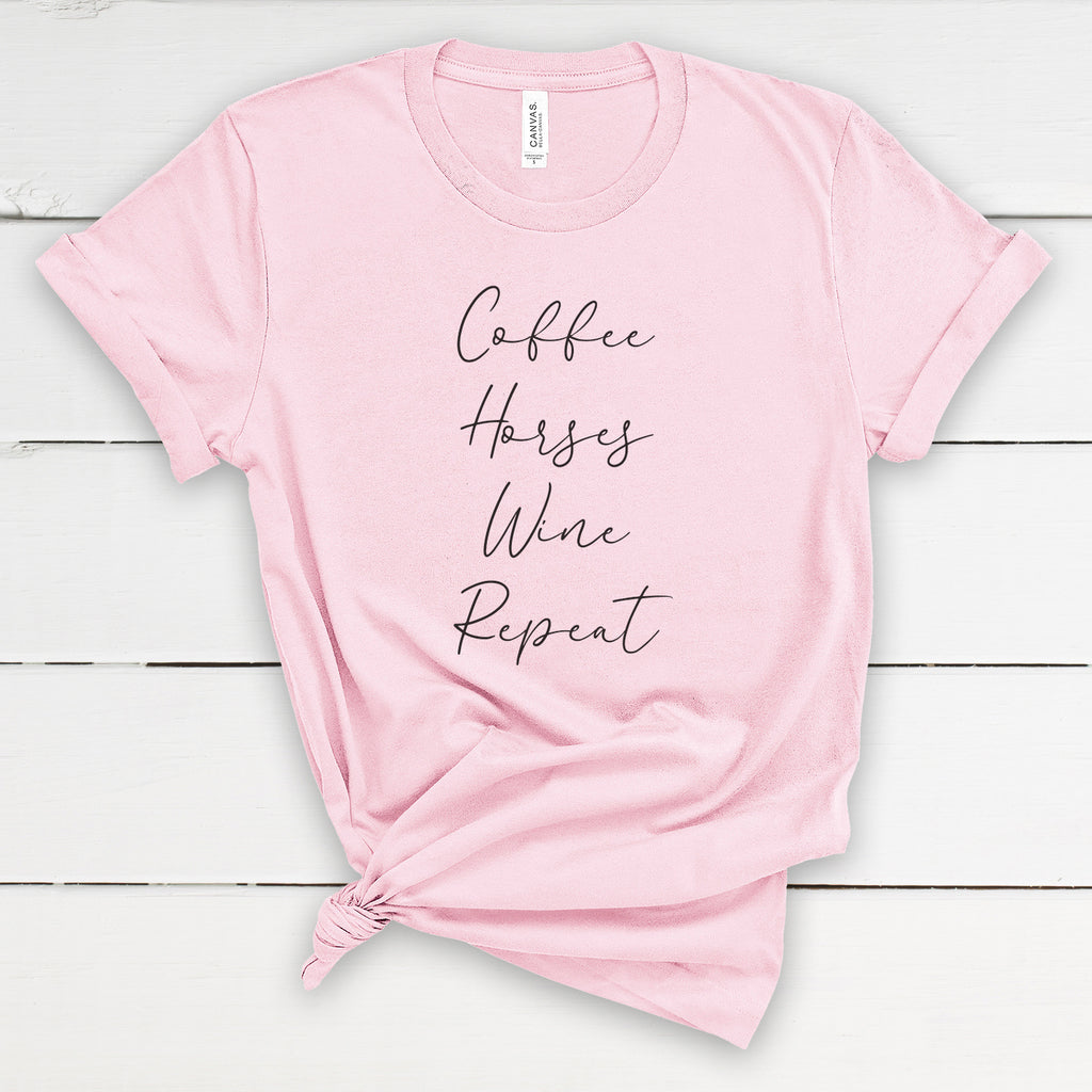 Coffee Horses Wine Repeat Adult Unisex T-Shirt