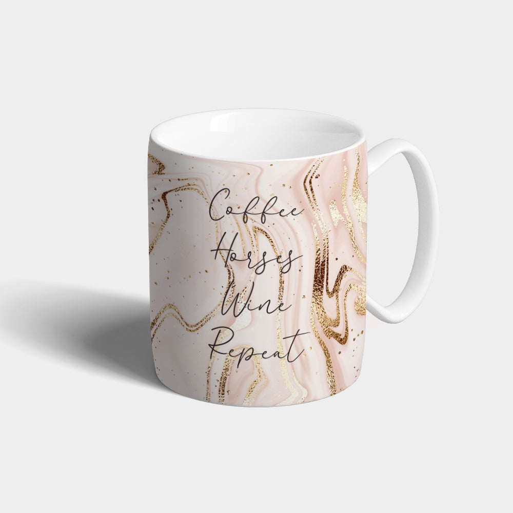 Coffee Horses Wine Repeat Ceramic Mug