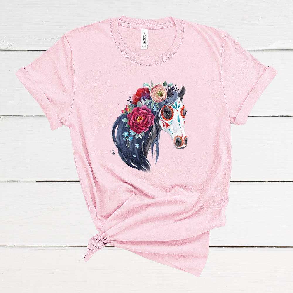 Painted Day of the Dead Horse Adult T-Shirt