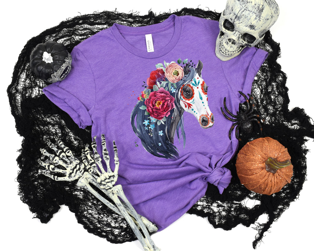 Painted Day of the Dead Horse Adult T-Shirt