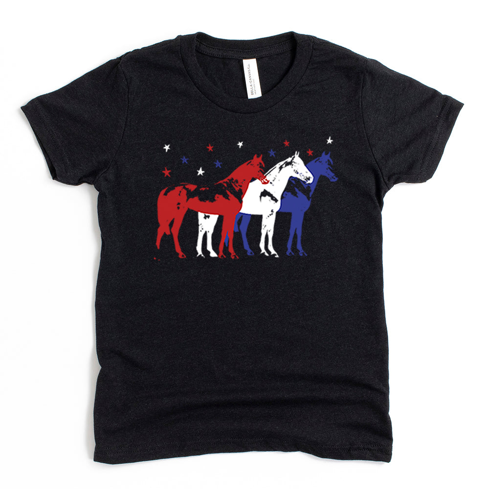 Red White and Blue Horses Youth T-Shirt