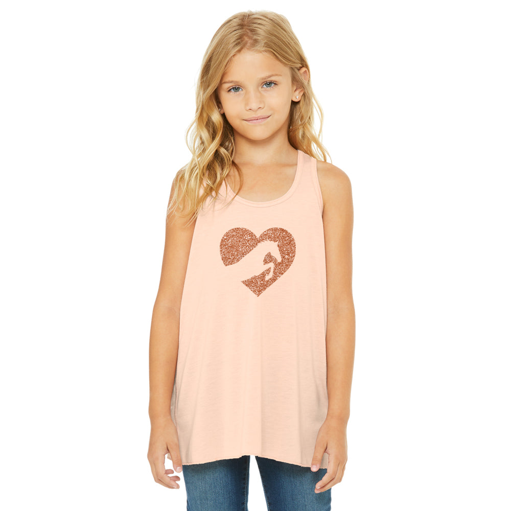 Shimmery Jumping Horse Girl's Tank Top
