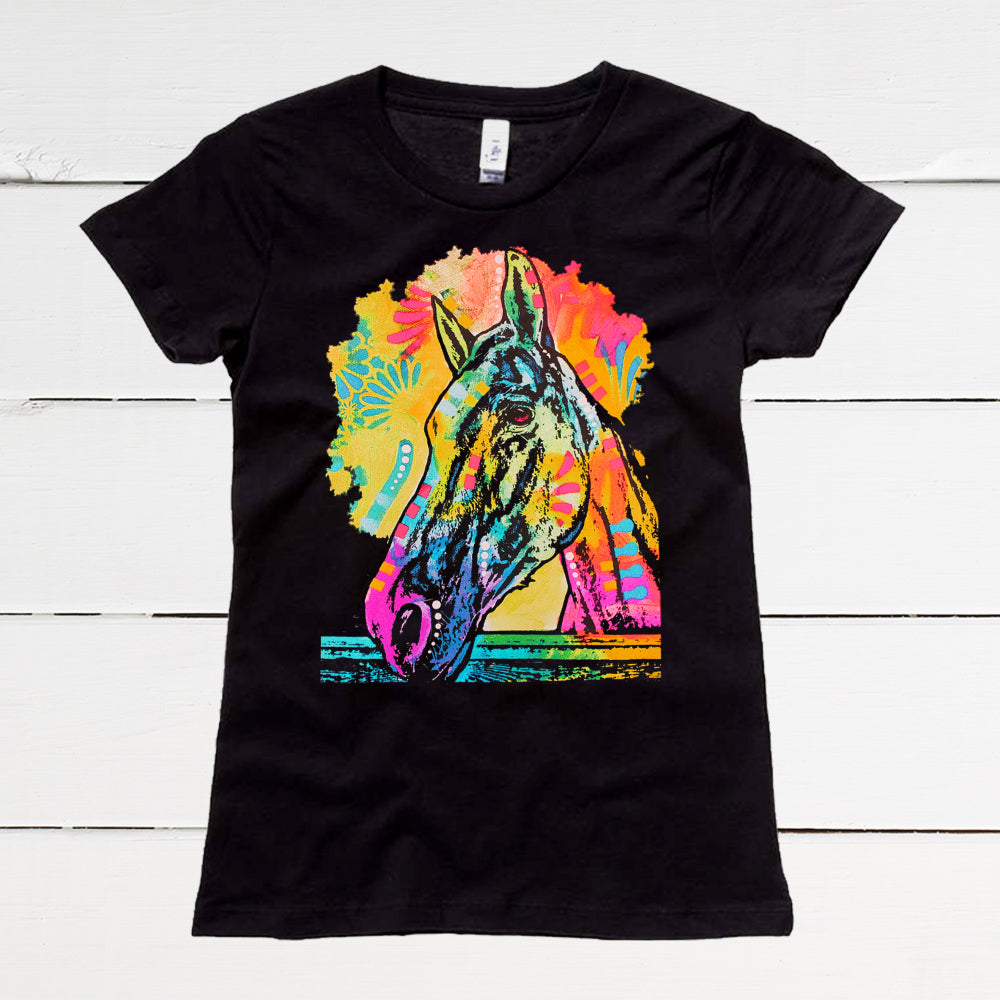 Neon Horse Kids Short Sleeve T-Shirt